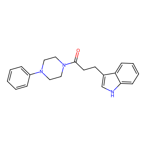 3-(1H-indol-3-yl)-1-(4-phenylpiperazin-1-yl)propan-1-one structure