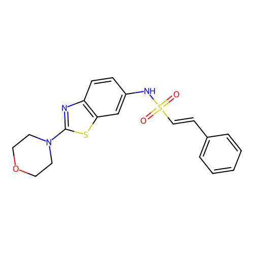 N-[2-(morpholin-4-yl)-1,3-benzothiazol-6-yl]-2-phenylethene-1-sulfonamide structure