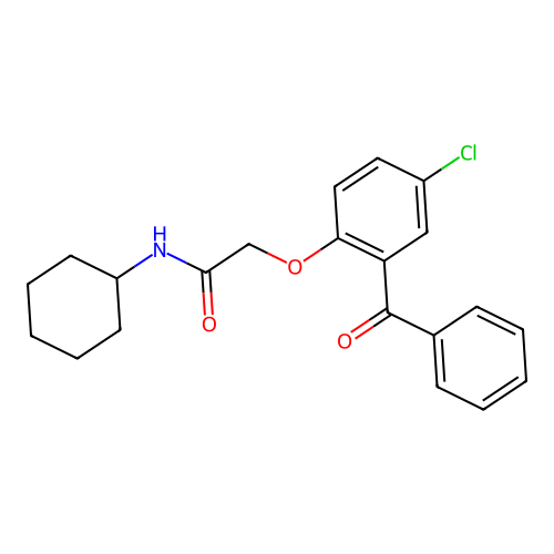 2-(2-benzoyl-4-chlorophenoxy)-N-cyclohexylacetamide structure