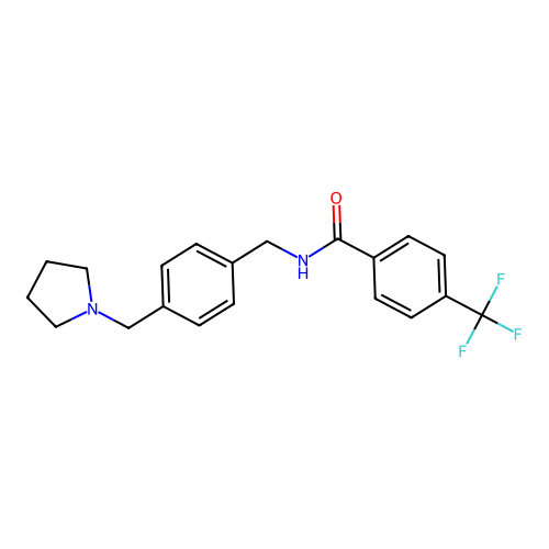 N-[[4-(pyrrolidin-1-ylmethyl)phenyl]methyl]-4-(trifluoromethyl)benzamide structure