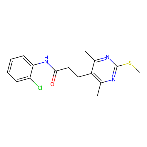 N-(2-chlorophenyl)-3-[4,6-dimethyl-2-(methylsulfanyl)pyrimidin-5-yl]propanamide structure