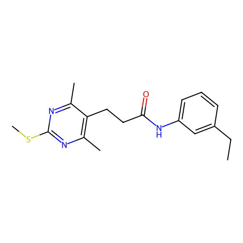 3-[4,6-dimethyl-2-(methylsulfanyl)pyrimidin-5-yl]-N-(3-ethylphenyl)propanamide structure