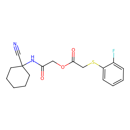 [(1-Cyanocyclohexyl)carbamoyl]methyl 2-[(2-fluorophenyl)sulfanyl]acetate structure