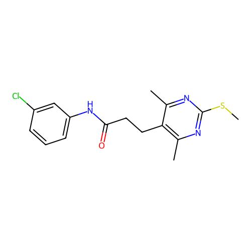 N-(3-chlorophenyl)-3-[4,6-dimethyl-2-(methylsulfanyl)pyrimidin-5-yl]propanamide structure
