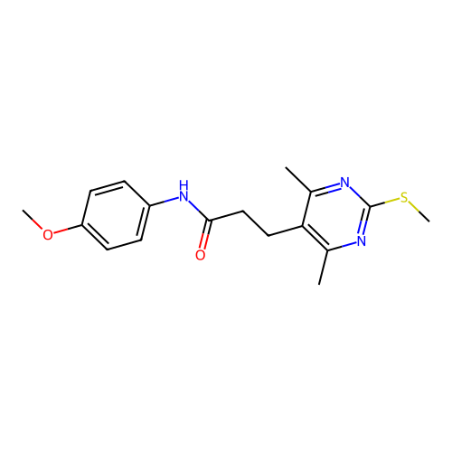 3-[4,6-dimethyl-2-(methylsulfanyl)pyrimidin-5-yl]-N-(4-methoxyphenyl)propanamide structure