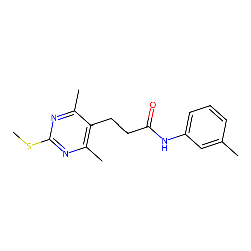 3-[4,6-dimethyl-2-(methylsulfanyl)pyrimidin-5-yl]-N-(3-methylphenyl)propanamide structure