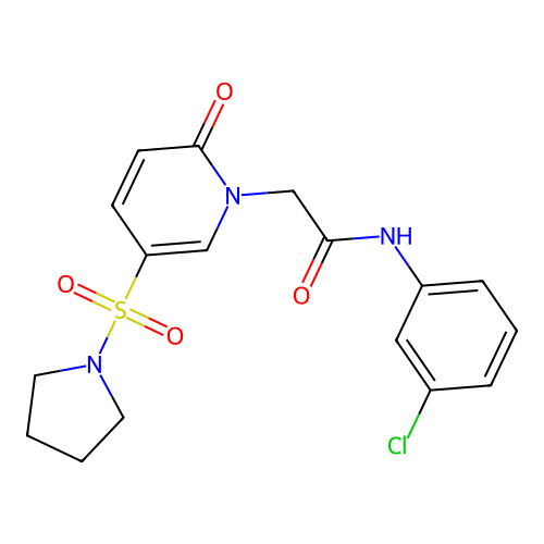 N-(3-chlorophenyl)-2-(2-oxo-5-pyrrolidin-1-ylsulfonylpyridin-1-yl)acetamide structure