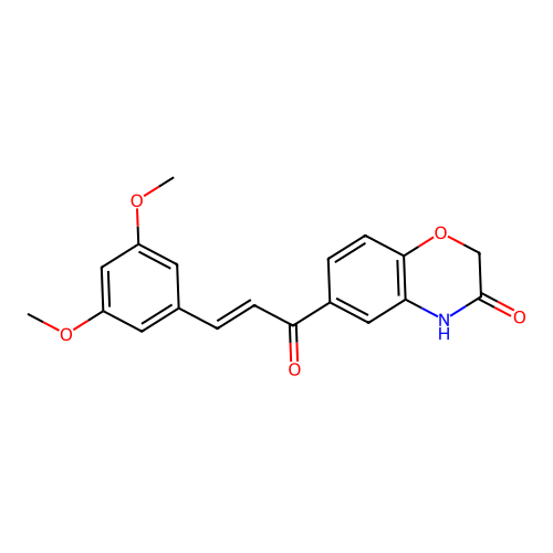6-[3-(3,5-dimethoxyphenyl)prop-2-enoyl]-3,4-dihydro-2H-1,4-benzoxazin-3-one structure