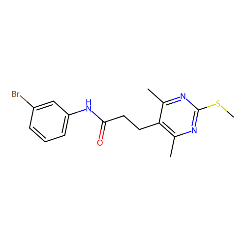 N-(3-bromophenyl)-3-[4,6-dimethyl-2-(methylsulfanyl)pyrimidin-5-yl]propanamide structure