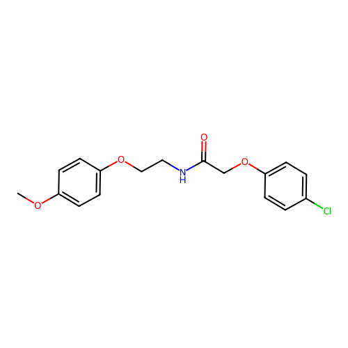 2-(4-chlorophenoxy)-N-[2-(4-methoxyphenoxy)ethyl]acetamide structure