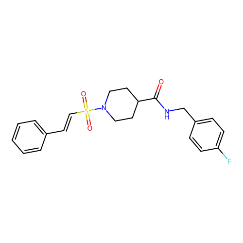 N-[(4-fluorophenyl)methyl]-1-(2-phenylethenesulfonyl)piperidine-4-carboxamide structure