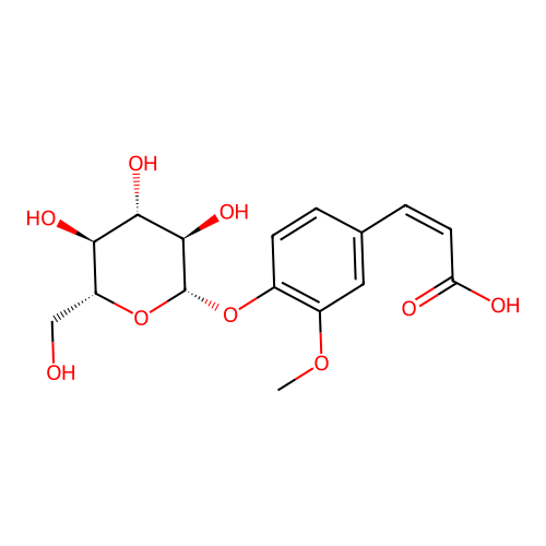 cis-Ferulic acid 4-O-beta-D-glucopyranoside structure