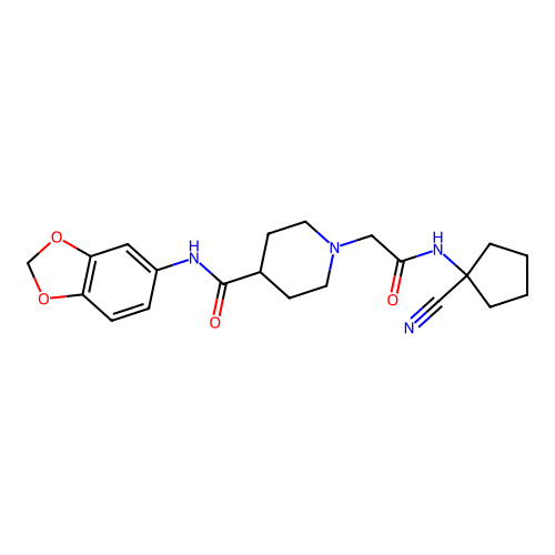 n-(1,3-dioxaindan-5-yl)-1-{[(1-cyanocyclopentyl)carbamoyl]methyl}piperidine-4-carboxamide structure
