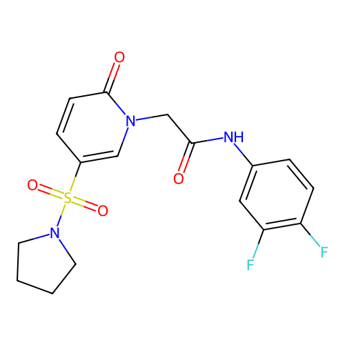 N-(3,4-difluorophenyl)-2-(2-oxo-5-pyrrolidin-1-ylsulfonylpyridin-1-yl)acetamide structure