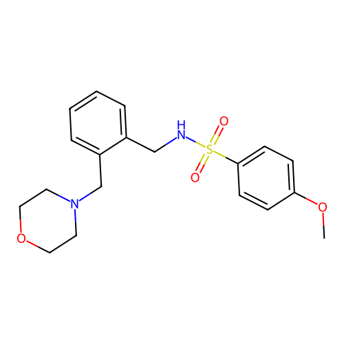4-methoxy-N-[[2-(morpholin-4-ylmethyl)phenyl]methyl]benzenesulfonamide structure