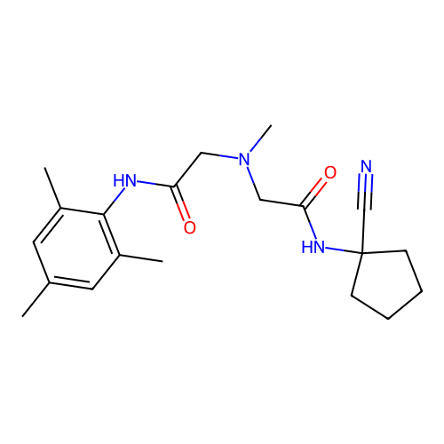N-(1-cyanocyclopentyl)-2-[methyl-[(2,4,6-trimethylphenyl)carbamoylmethyl]amino]acetamide structure