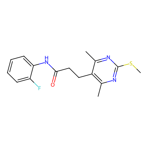 3-[4,6-dimethyl-2-(methylsulfanyl)pyrimidin-5-yl]-N-(2-fluorophenyl)propanamide structure