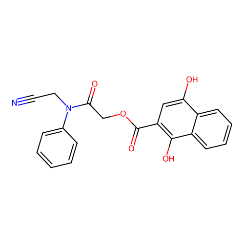 [(Cyanomethyl)(phenyl)carbamoyl]methyl 1,4-dihydroxynaphthalene-2-carboxylate structure