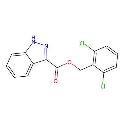 (2,6-dichlorophenyl)methyl 1H-indazole-3-carboxylate structure