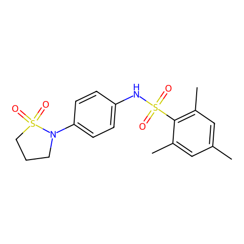 N-[4-(1,1-dioxo-1lambda6,2-thiazolidin-2-yl)phenyl]-2,4,6-trimethylbenzene-1-sulfonamide structure