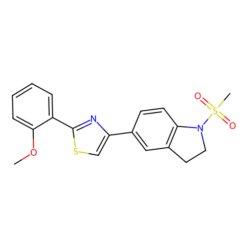 1-methanesulfonyl-5-[2-(2-methoxyphenyl)-1,3-thiazol-4-yl]-2,3-dihydro-1H-indole structure