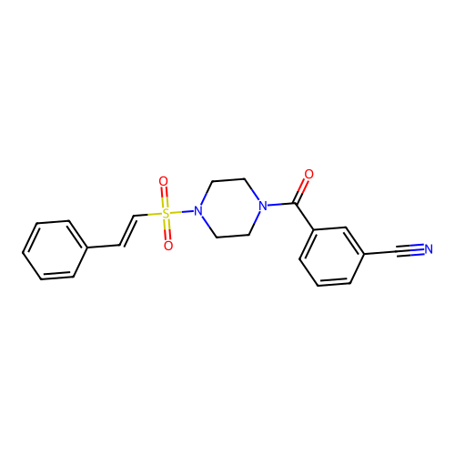 3-[4-(2-Phenylethenesulfonyl)piperazine-1-carbonyl]benzonitrile structure