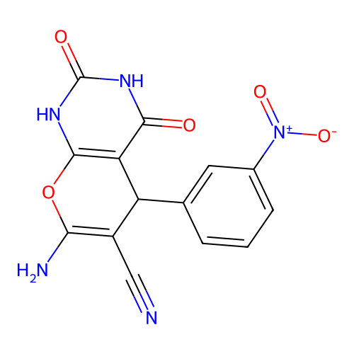7-AMINO-5-(3-NITROPHENYL)-2,4-DIOXO-1,3,5,8-TETRAHYDRO-8-OXAQUINAZOLINE-6-CARBONITRILE structure