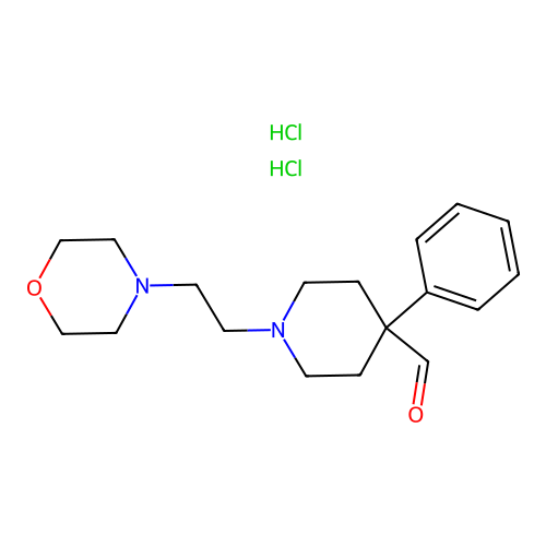 4-Piperidinecarboxaldehyde, 1-(2-morpholinoethyl)-4-phenyl-, dihydrochloride structure