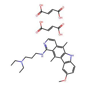 bis(but-2-enedioic acid);N',N'-diethyl-N-(9-methoxy-5,11-dimethyl-6H-pyrido[4,3-b]carbazol-1-yl)propane-1,3-diamine structure
