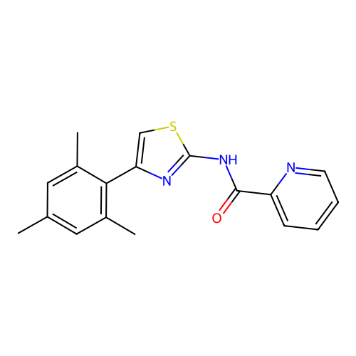 N-[4-(2,4,6-trimethylphenyl)-1,3-thiazol-2-yl]pyridine-2-carboxamide structure