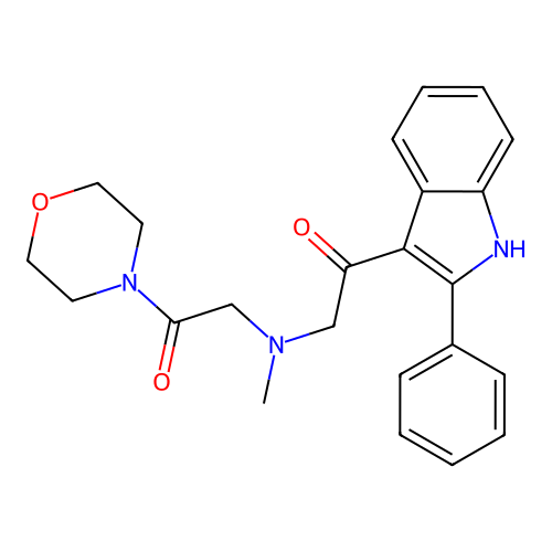 2-{methyl[2-(morpholin-4-yl)-2-oxoethyl]amino}-1-(2-phenyl-1H-indol-3-yl)ethan-1-one structure