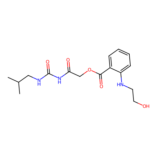 2-[[[(2-Methylpropyl)amino]carbonyl]amino]-2-oxoethyl 2-[(2-hydroxyethyl)amino]benzoate structure
