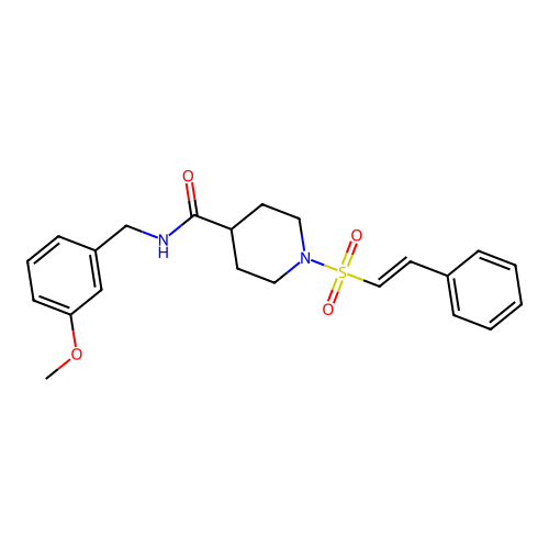 N-[(3-methoxyphenyl)methyl]-1-[(E)-2-phenylethenyl]sulfonylpiperidine-4-carboxamide structure