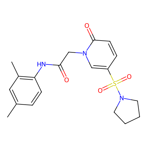 N-(2,4-dimethylphenyl)-2-(2-oxo-5-pyrrolidin-1-ylsulfonylpyridin-1-yl)acetamide structure