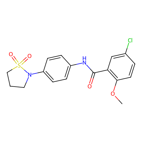 5-chloro-N-[4-(1,1-dioxo-1,2-thiazolidin-2-yl)phenyl]-2-methoxybenzamide structure