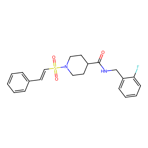 N-[(2-fluorophenyl)methyl]-1-(2-phenylethenesulfonyl)piperidine-4-carboxamide structure