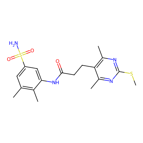 3-(4,6-dimethyl-2-methylsulfanylpyrimidin-5-yl)-N-(2,3-dimethyl-5-sulfamoylphenyl)propanamide structure