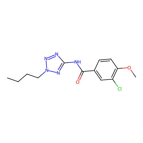 N-(2-butyl-2H-tetrazol-5-yl)-3-chloro-4-methoxybenzamide structure