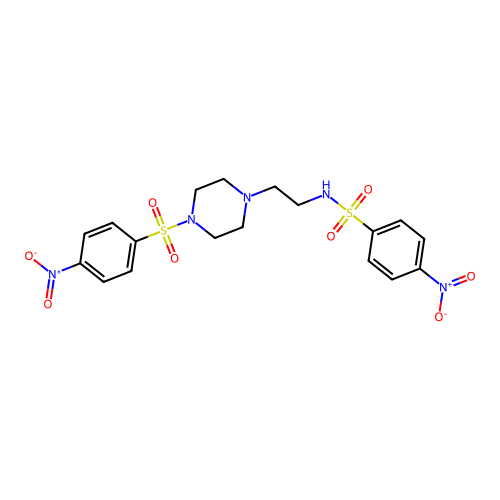 4-nitro-N-(2-{4-[(4-nitrophenyl)sulfonyl]piperazin-1-yl}ethyl)benzenesulfonamide structure