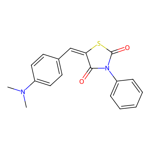 (E)-5-(4-(dimethylamino)benzylidene)-3-phenylthiazolidine-2,4-dione structure