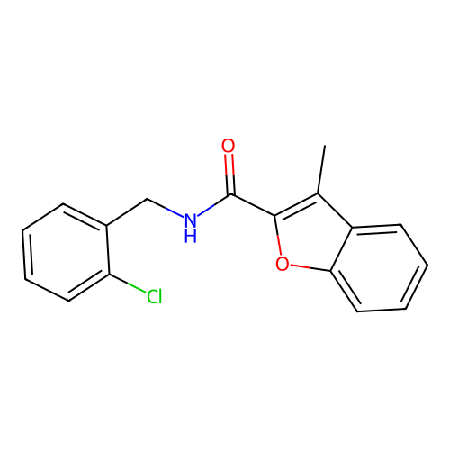 N-[(2-chlorophenyl)methyl]-3-methyl-1-benzofuran-2-carboxamide structure