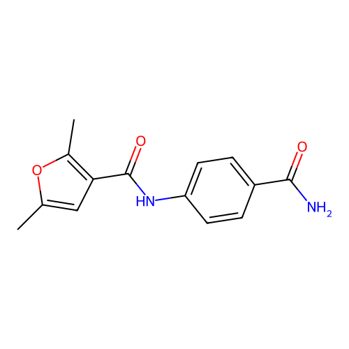 N-(4-carbamoylphenyl)-2,5-dimethylfuran-3-carboxamide structure
