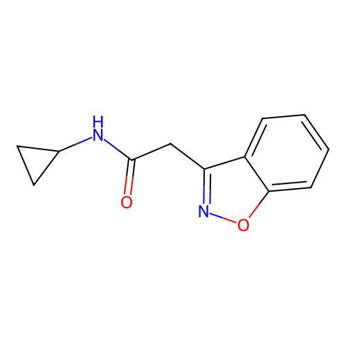 2-(1,2-benzoxazol-3-yl)-N-cyclopropylacetamide structure