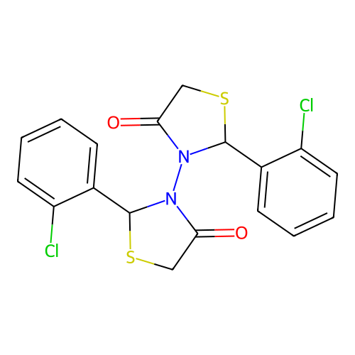 2,2'-Bis(2-chlorophenyl)(3,3'-bi-1,3-thiazolidine)-4,4'-dione structure