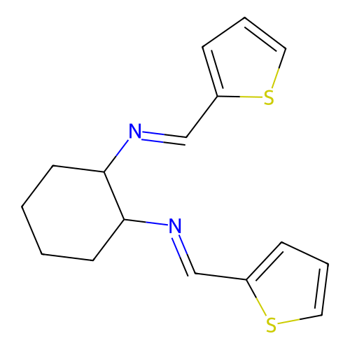 1-thiophen-2-yl-N-[2-(thiophen-2-ylmethylideneamino)cyclohexyl]methanimine structure