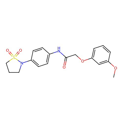 N-(4-(1,1-dioxidoisothiazolidin-2-yl)phenyl)-2-(3-methoxyphenoxy)acetamide structure