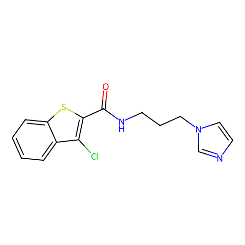 3-chloro-N-[3-(1H-imidazol-1-yl)propyl]-1-benzothiophene-2-carboxamide structure