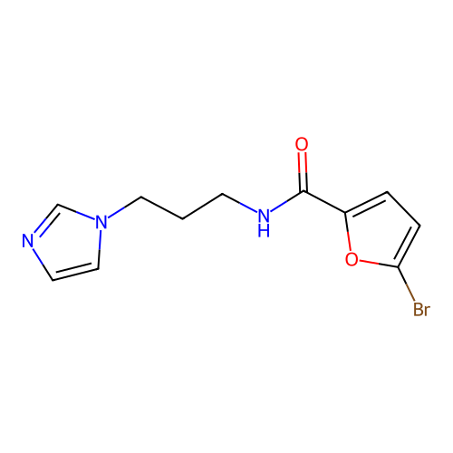 5-bromo-N-(3-imidazol-1-ylpropyl)furan-2-carboxamide structure