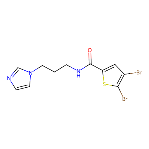 4,5-dibromo-N-[3-(1H-imidazol-1-yl)propyl]thiophene-2-carboxamide structure