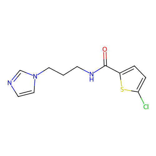 5-chloro-N-[3-(1H-imidazol-1-yl)propyl]thiophene-2-carboxamide structure